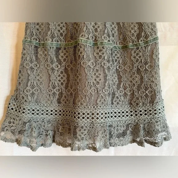 $168 Anthropologie Foxiedox Aquamarine Green Lace Halter Sleeveless Mini size S - Picture 7 of 10